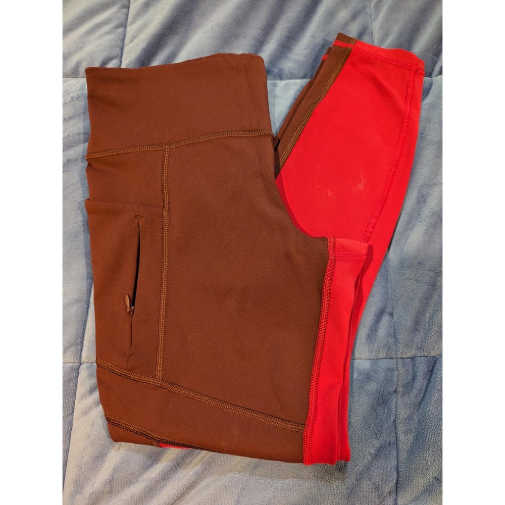 Athleta All In Structure Colorblock 7/8 Leggings Auberge Red Pink Small